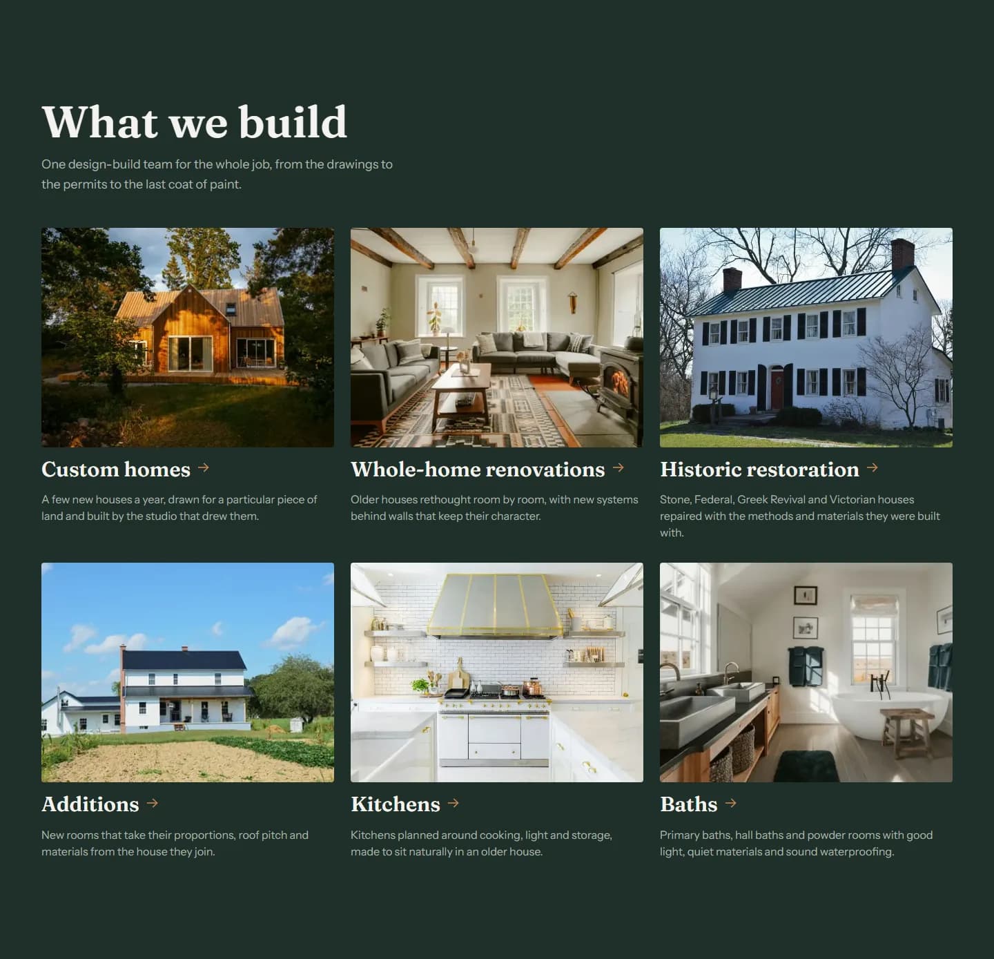 Hemlock & Slate's services as six photo cards