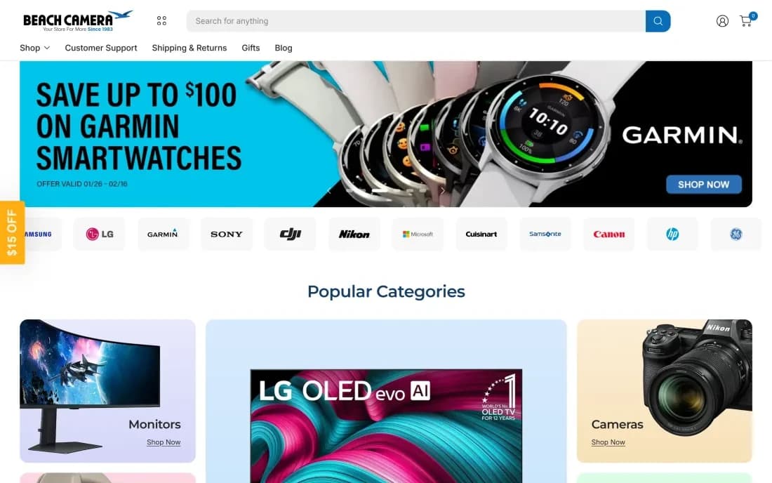 The full BeachCamera home page