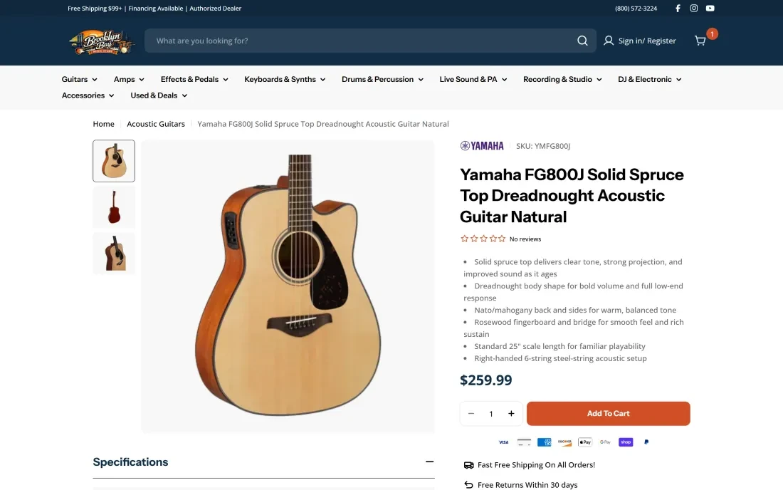 A full Brooklyn Bay Music product page