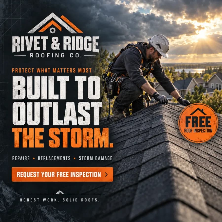 A social ad for a roofing company's free inspection